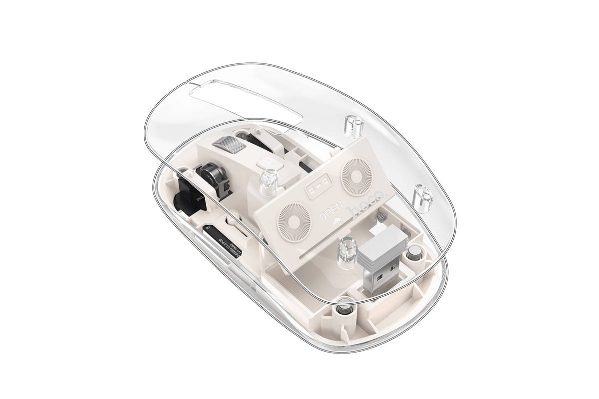 Мышь беспроводная HOCO GM29 Mysterious dual-mode silent wireless mouse (USB, 2.4ГГц+ВТ, 10м) ( белый)