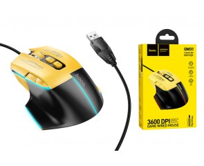Мышь проводная НОСО GM31 Overlord luminous gaming wired mouse (черно-желтый)