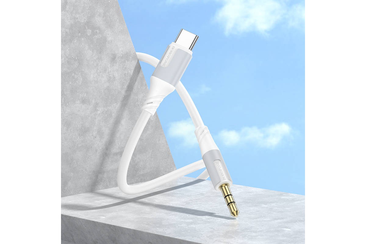Кабель аудио BOROFONE BL19 (штекер Type-C - штекер AUX) Digital audio conversion cable (белый)