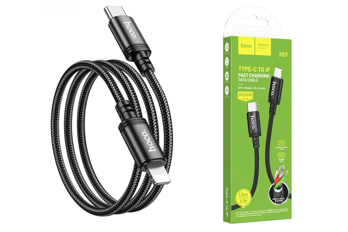 Кабель USB Type-C - Lightning HOCO X89 PD20W (черный) 1м
