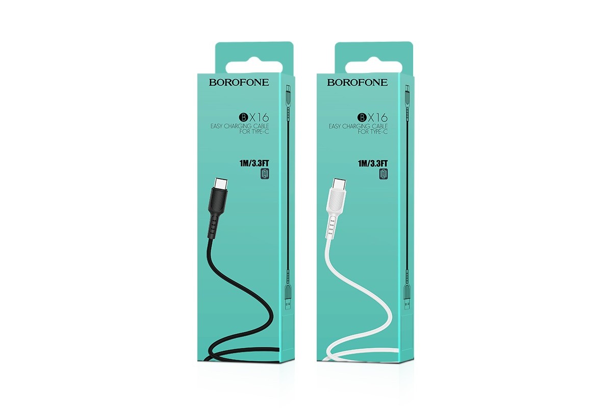 USB D.CABLE BOROFONE BX16 Easy charging cable for Type-C (черный) 1 метр