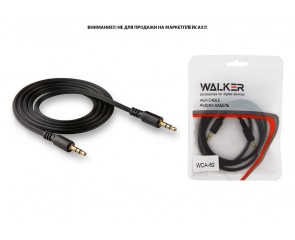 Кабель аудио AUX WALKER 3,5мм A-A WCA-082 рифленый 1 м (в пакете), черный