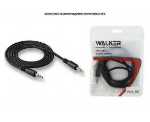 Кабель аудио AUX WALKER 3,5мм A-A WCA-205 в полиуретановой обмотке (в пакете), черный