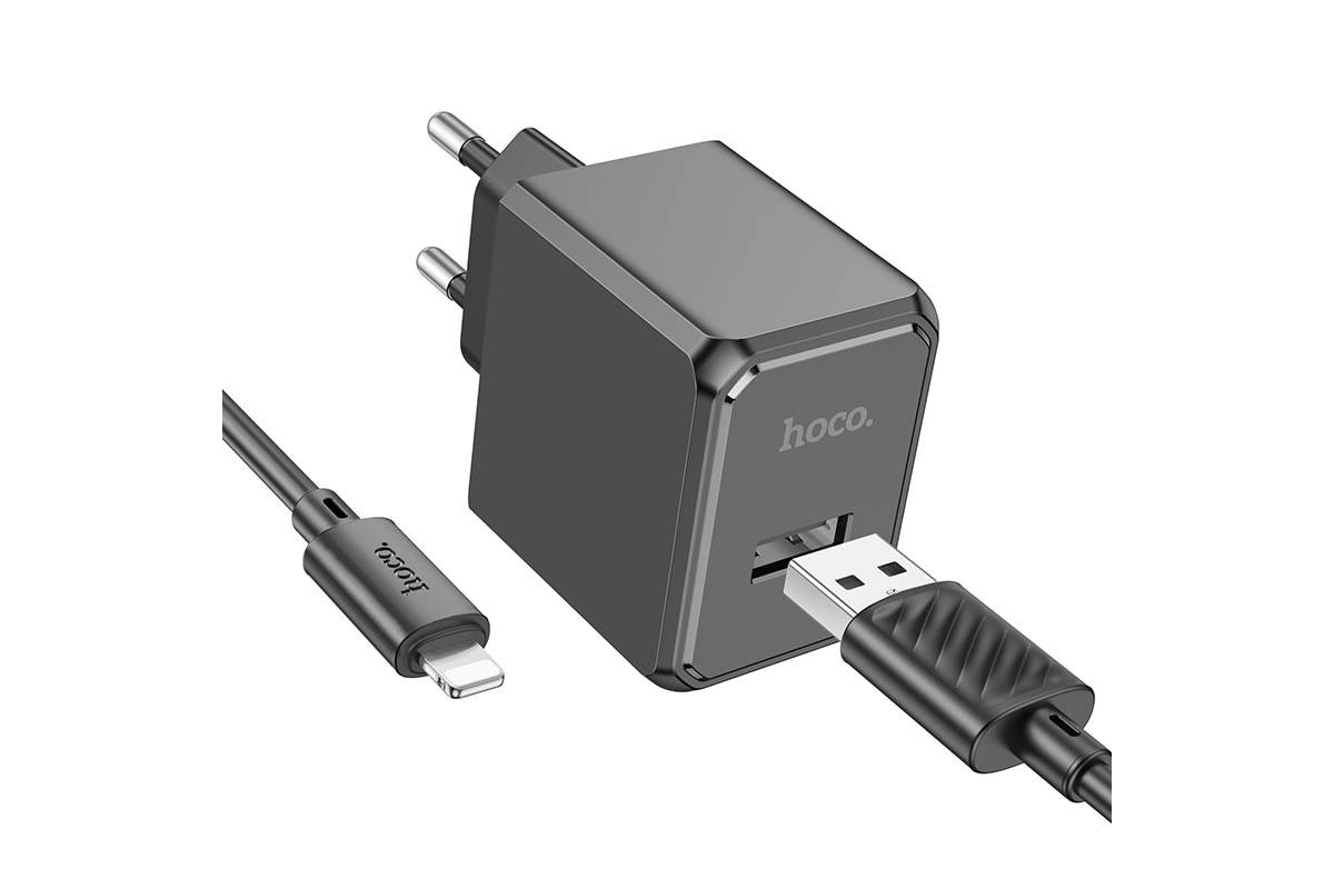 Сетевое зарядное устройство USB + кабель Lightning HOCO CS11A 2100mAh (черный)