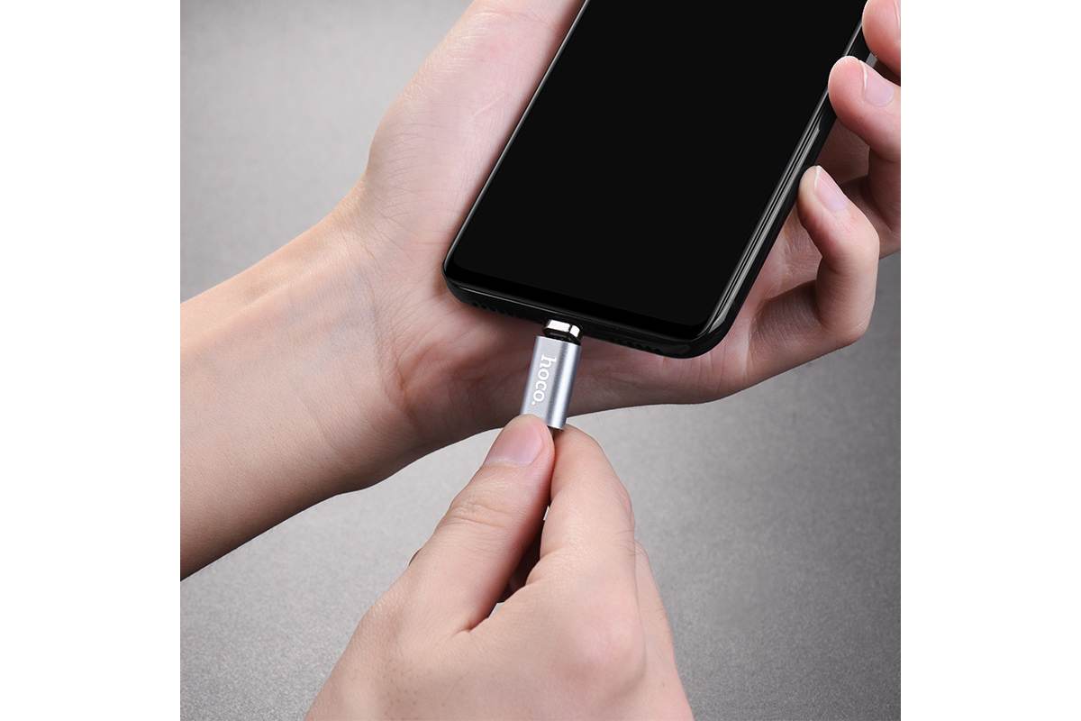 Кабель USB micro USB HOCO U40A magnetic adsorption micro charging cable (серый) 1 метр с магнитным съемным разъемом