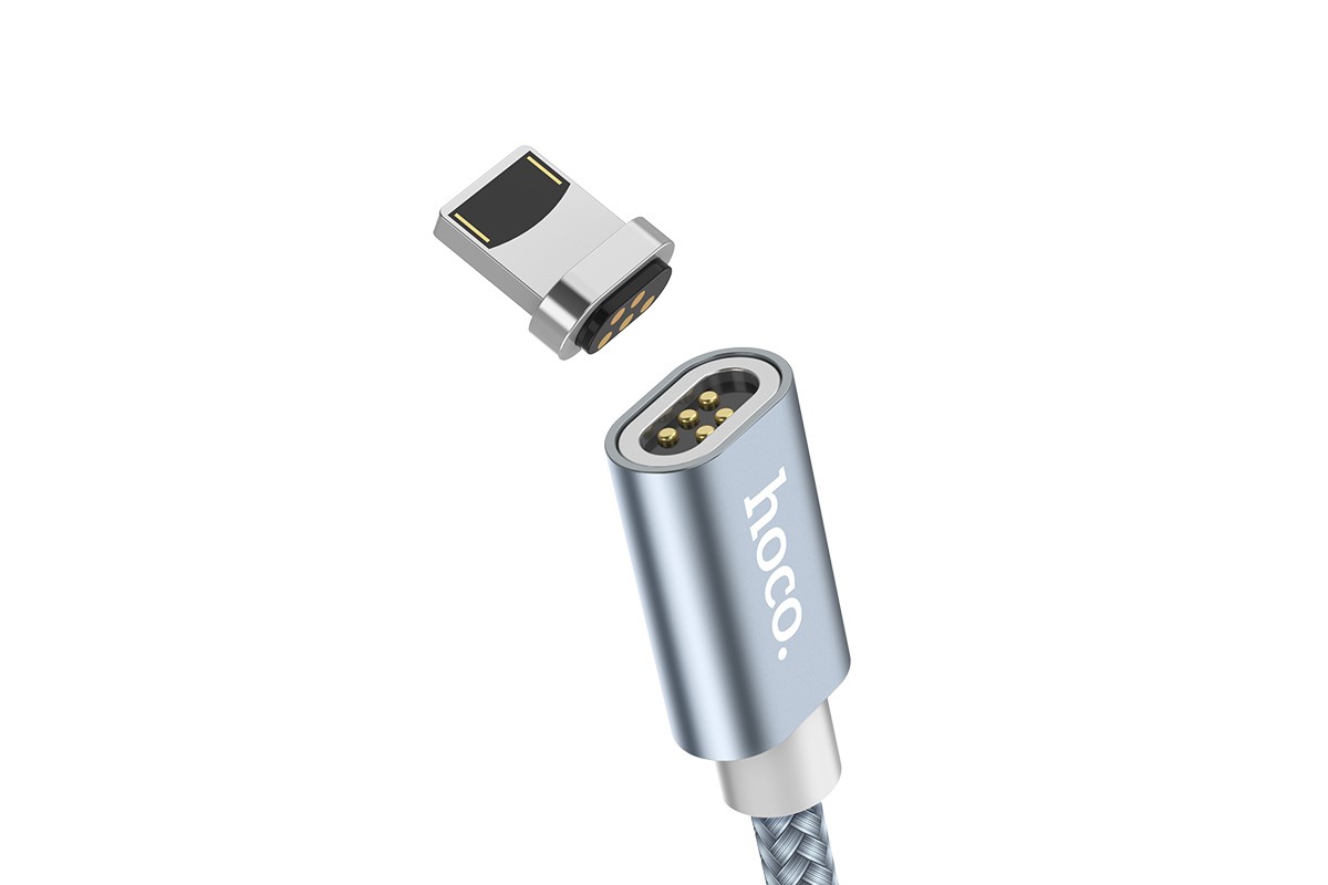 Кабель для iPhone HOCO U40A magnetic adsorption lightning charging cable 1м серый со съемным разъемом