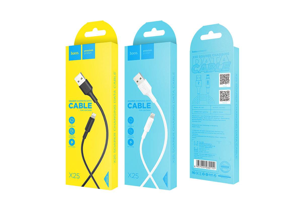 Кабель для iPhone HOCO X25 Soarer charging data cable for lightning 1м белый