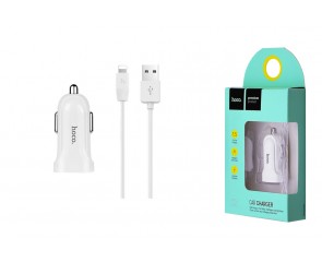 Автомобильное зарядное устройство АЗУ USB + кабель Lightning HOCO Z2 2000mAh (белый)