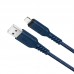Кабель USB - Lightning HOCO X59, 2,4A (синий) 1м (в оплетке, с усиление сгиба)