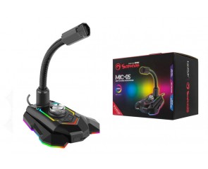 Микрофон для ПК игровой MARVO MIC-05, проводной, 1,5 метра, USB, чёрный