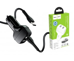 Автомобильное зарядное устройство АЗУ 2USB + кабель Type-C HOCO Z36 Leader 2400mAh (белый)