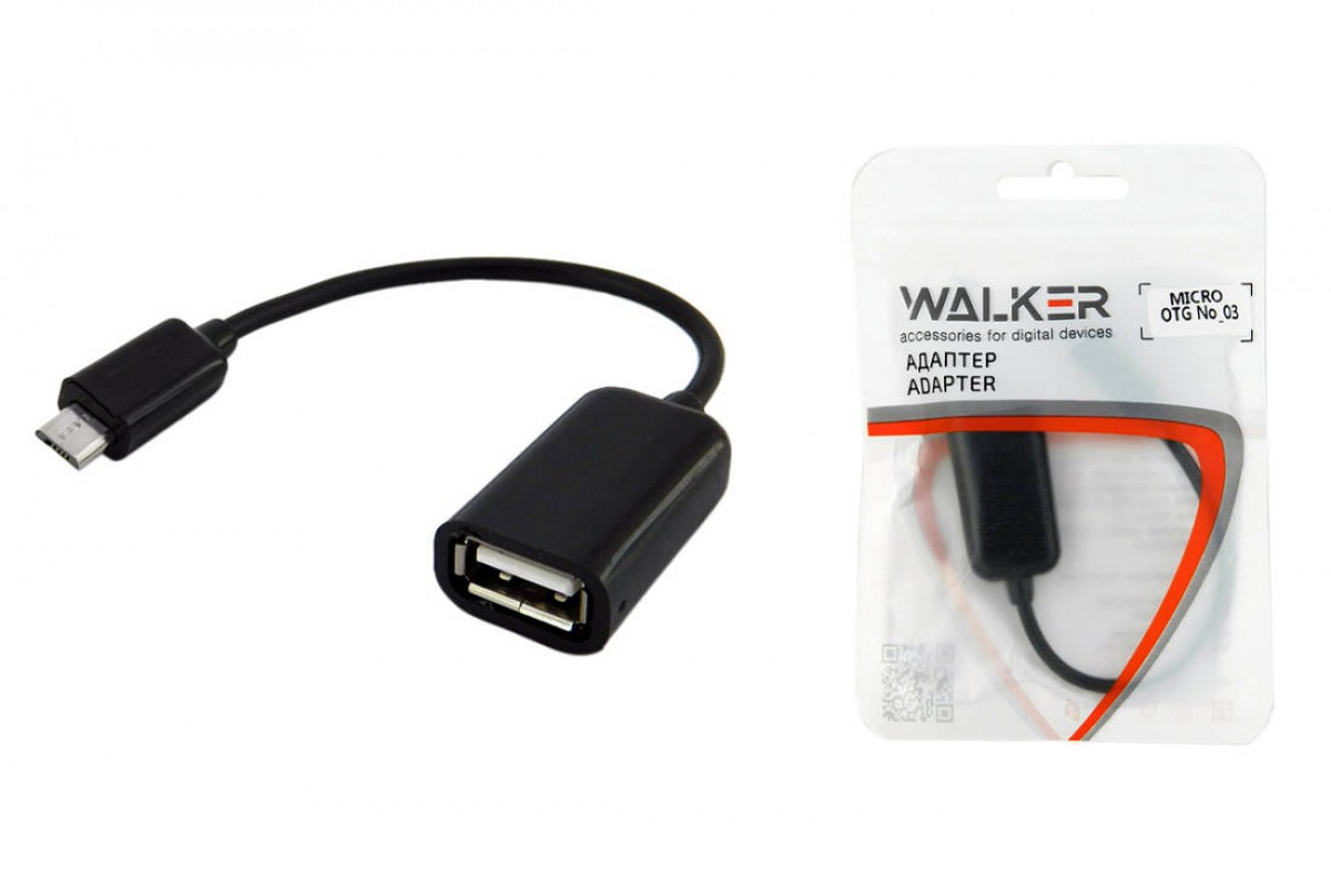 Переходник OTG MicroUSB - USB WALKER №03 кабель, черный