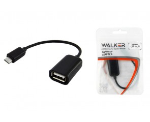 Переходник OTG MicroUSB - USB WALKER №03 кабель, черный