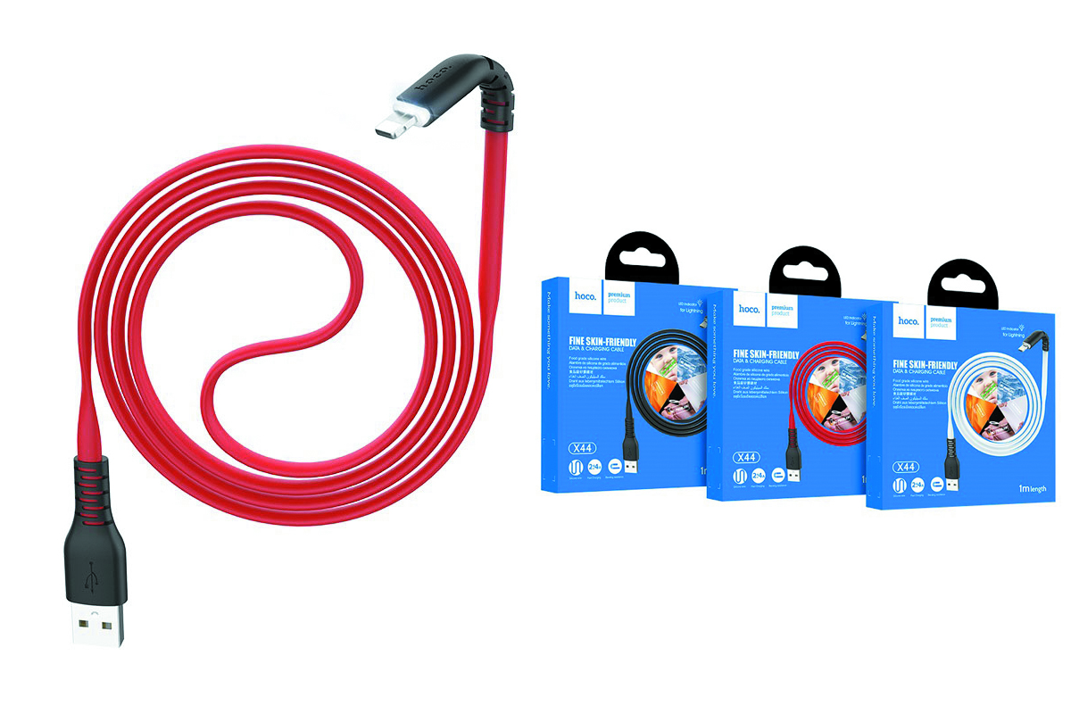 Кабель для iPhone HOCO X44 Soft silicone charging data cable for Lightning 1м красный