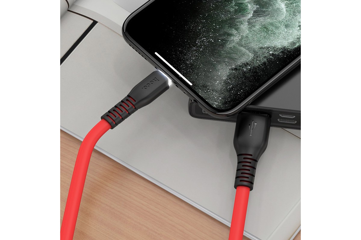 Кабель для iPhone HOCO X44 Soft silicone charging data cable for Lightning 1м красный