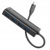 Разветвитель USB-C HUB HOCO HB41 Easy safety 4-in-1 Adapter(Type-C to USB3.0*4)(L=0.2M) (черный)