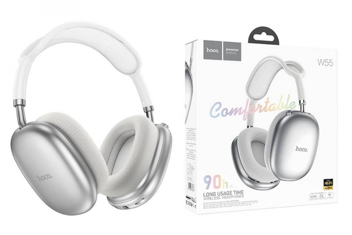 Наушники мониторные беспроводные HOCO W55 Pleasing BT headphones (серебристый)