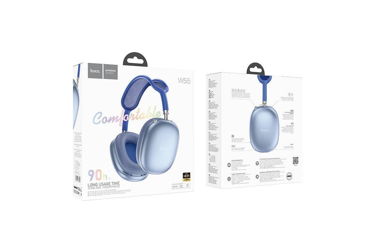 Наушники мониторные беспроводные HOCO W55 Pleasing BT headphones (синий)