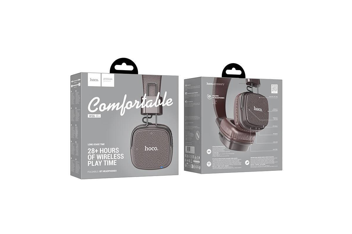 Наушники мониторные беспроводные HOCO W56 Earl BT headphones Bluetooth (коричневый) Наушники мониторные беспроводные HOCO W56 Earl BT headphones Bluetooth (коричневый)