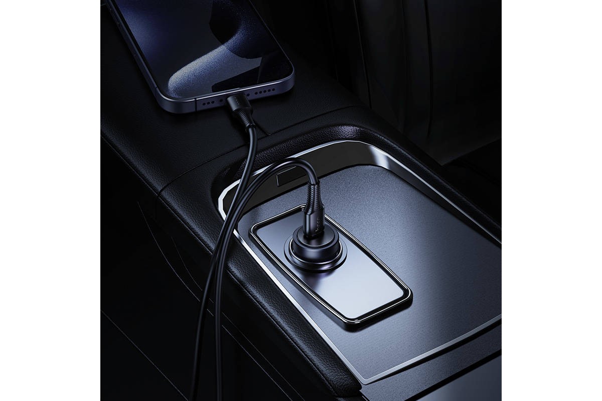Автомобильное зарядное устройство АЗУ USB-С + кабель Type-C HOCO Z62A PD30W (серый)