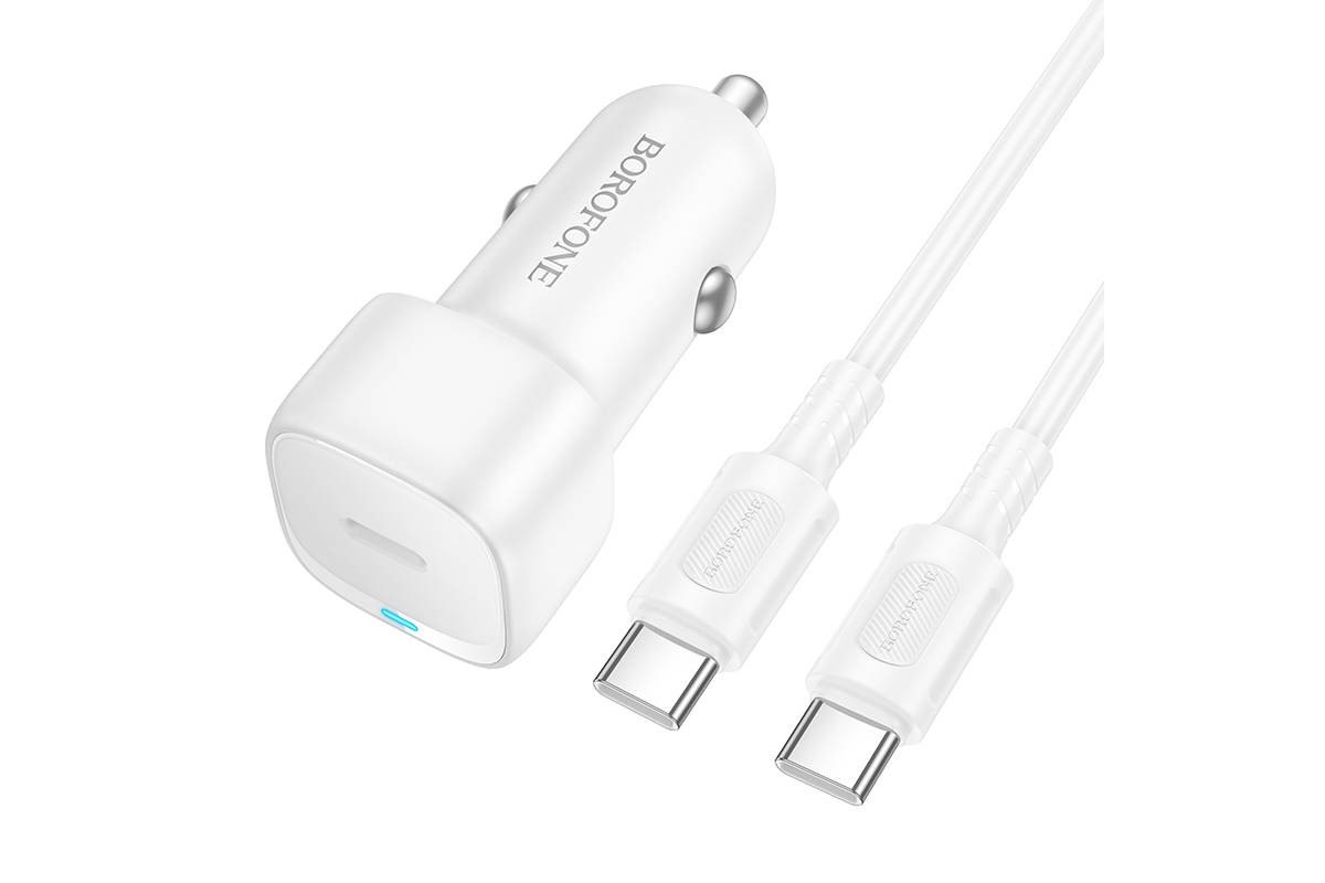 Автомобильное зарядное устройство BOROFONE BZ34A Cloud с одним портом PD20W (Type-C - Type-C) (белый)