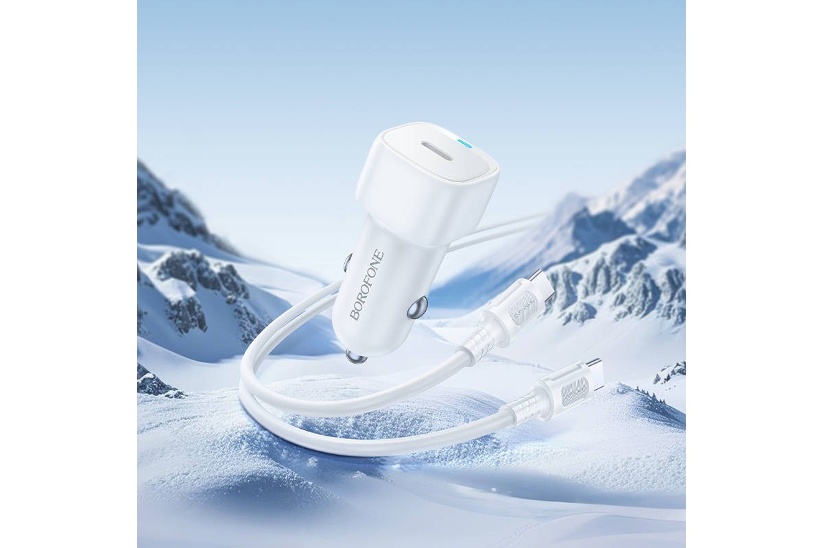 Автомобильное зарядное устройство BOROFONE BZ34A Cloud с одним портом PD20W (Type-C - Type-C) (белый)