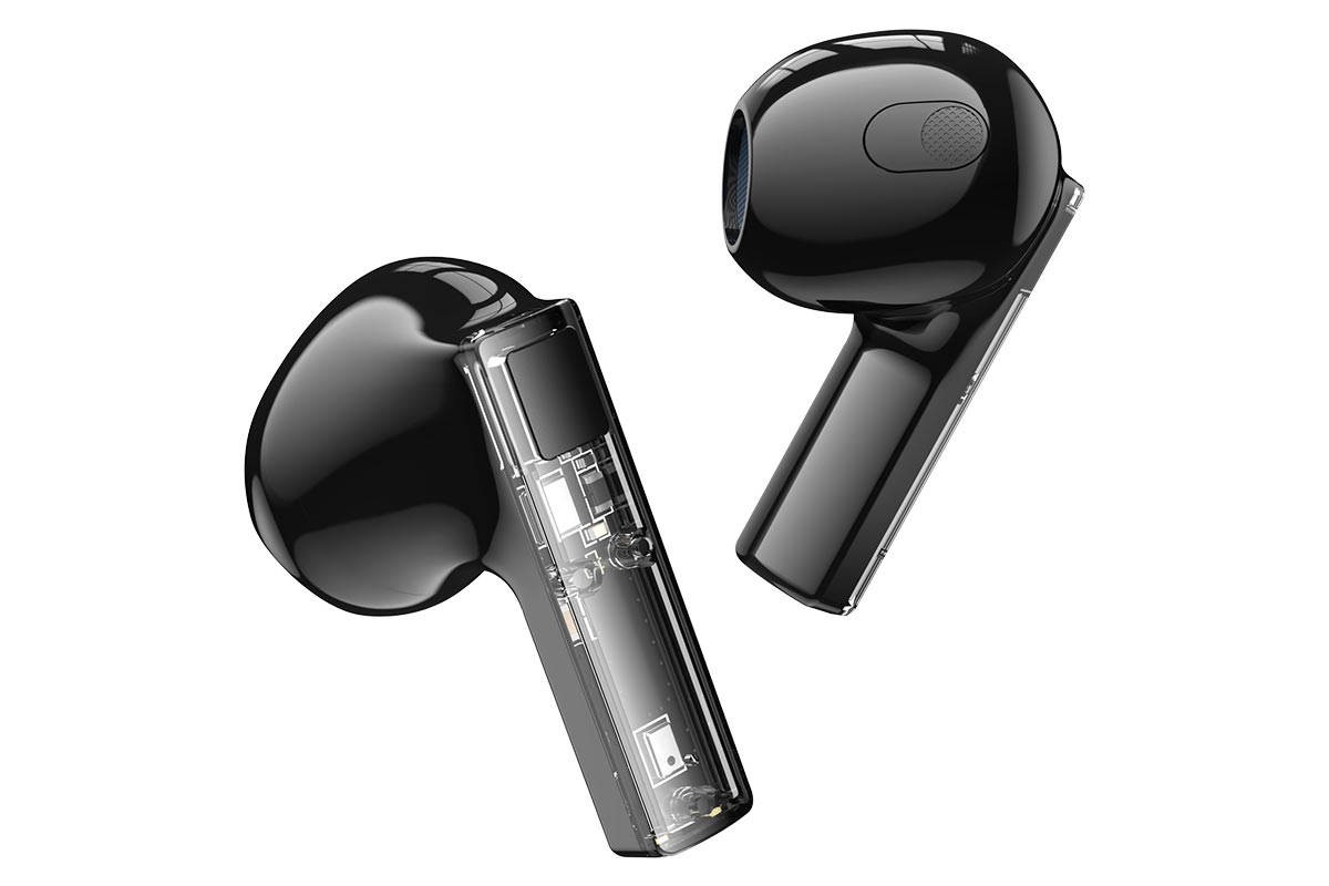 Наушники вакуумные беспроводные BOROFONE BW23 Crystal bean Transparent Edition true wireless BT headset (черный)