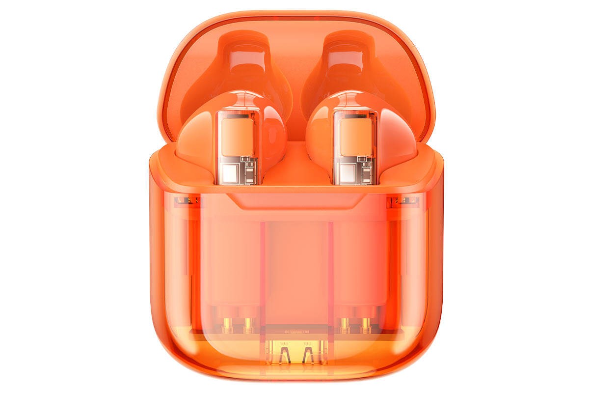 Наушники вакуумные беспроводные BOROFONE BW23 Crystal bean Transparent Edition true wireless BT headset (оранжевый)