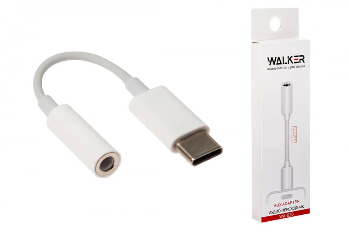 Переходник AUX на Type-C WALKER WA-020  работает со всеми телефонами
