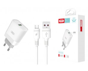 Сетевое зарядное устройство USB XO L63 (EU) + кабель MicroUSB (белый)