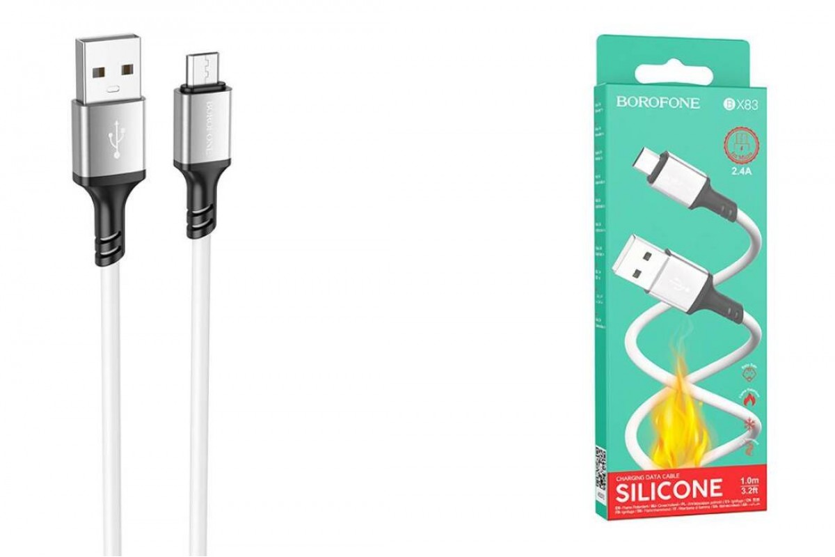 Кабель USB - MicroUSB BOROFONE BX83 2,4A (белый) 1м