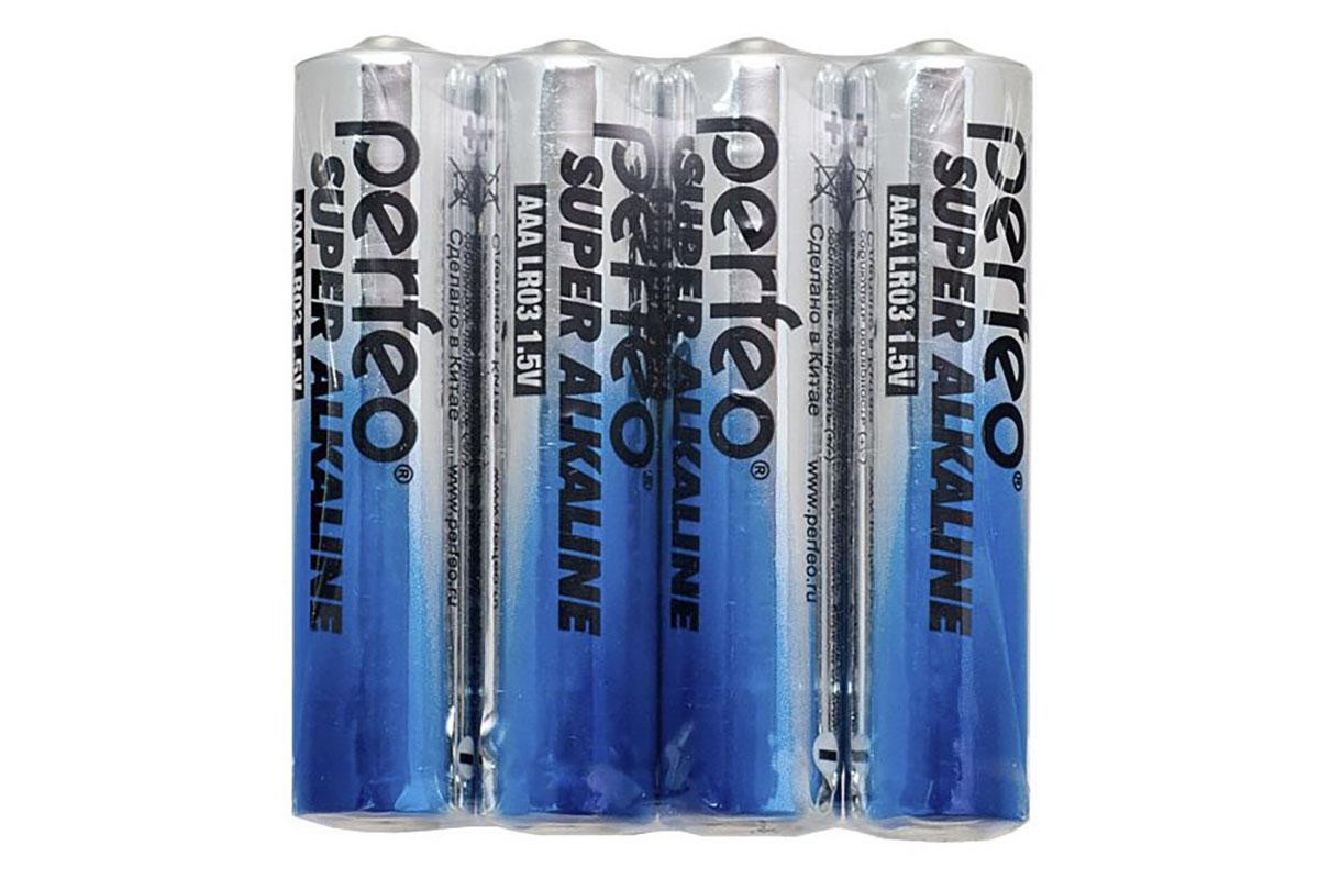 Батарейка алкалиновая Perfeo LR03/4SH Super Alkaline (цена за спайку 4 шт)