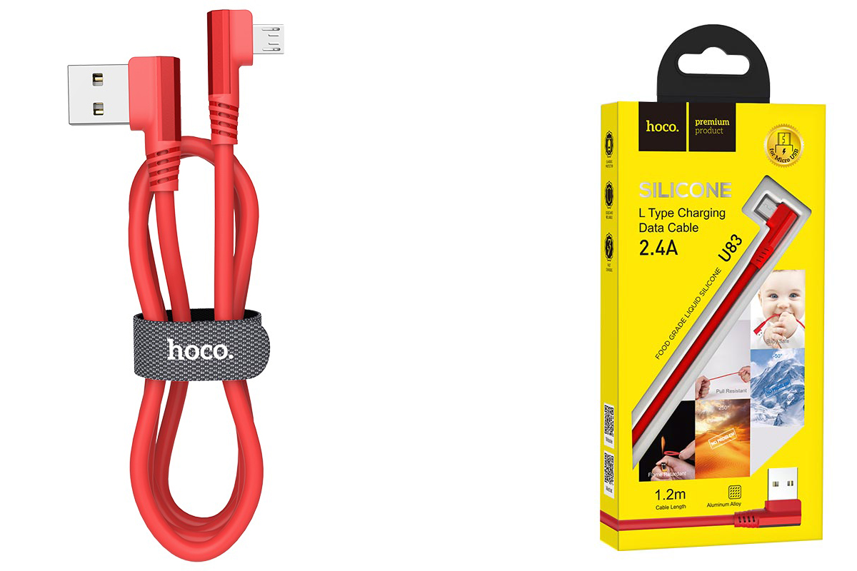 Кабель USB micro USB HOCO U83 Puissant charging cable for Micro (красный) 1 метр