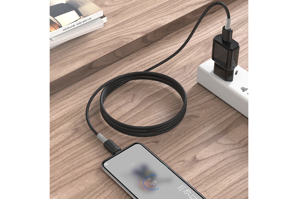 Кабель USB HOCO X48 Soft silicone Type-C cable (черный) 1 метр