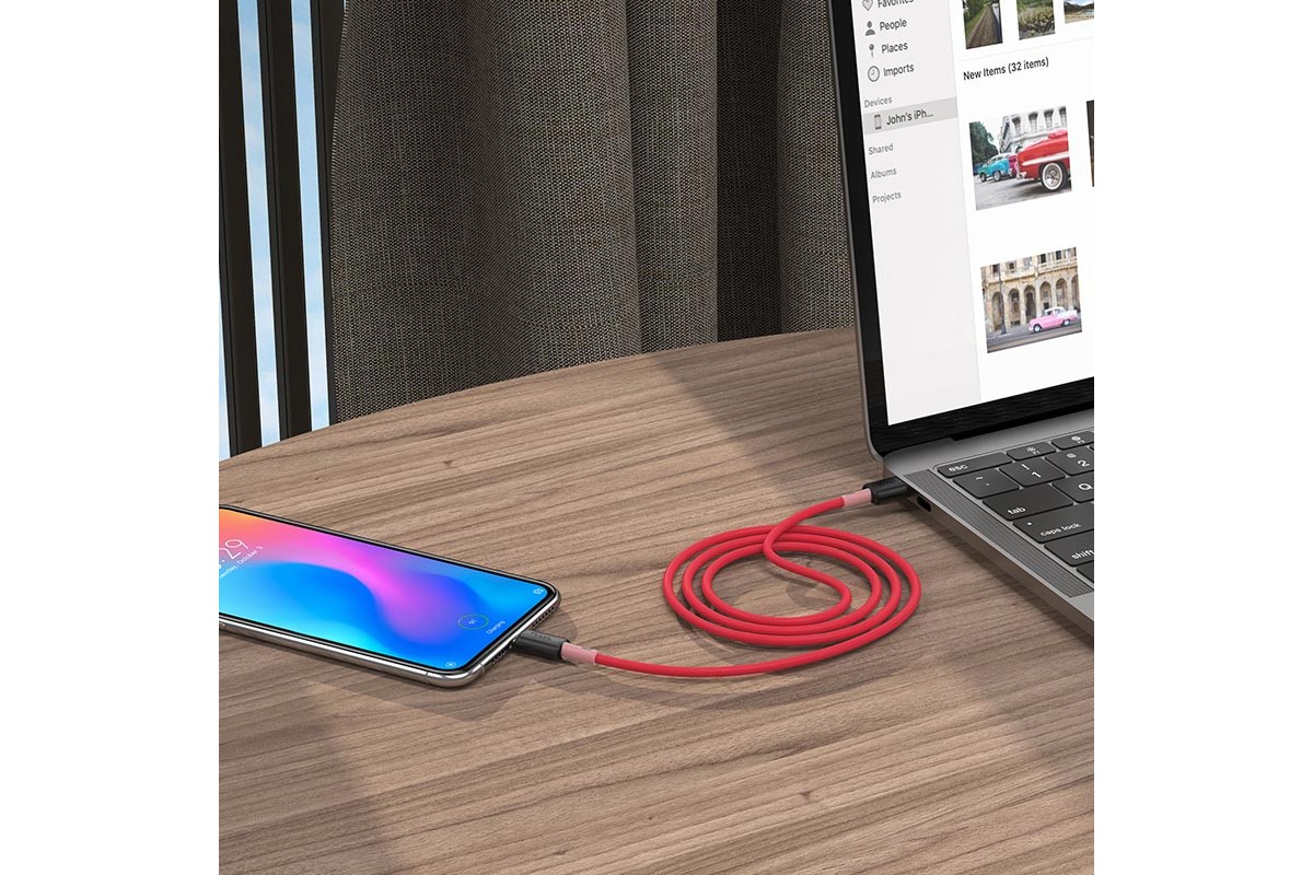 Кабель USB HOCO X48 Soft silicone Type-C cable (красный) 1 метр