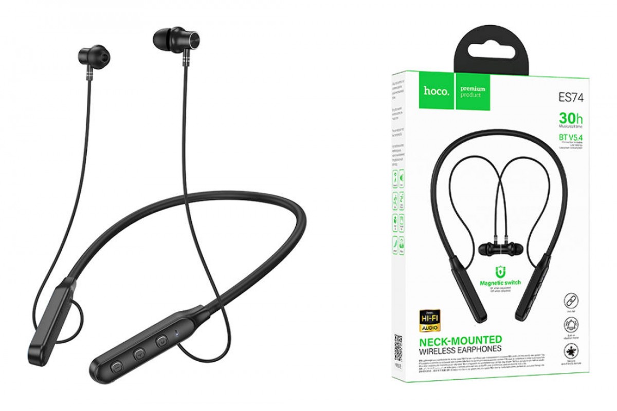 Наушники вакуумные беспроводные HOCO ES74 Refinado с шейным ободом (черные)