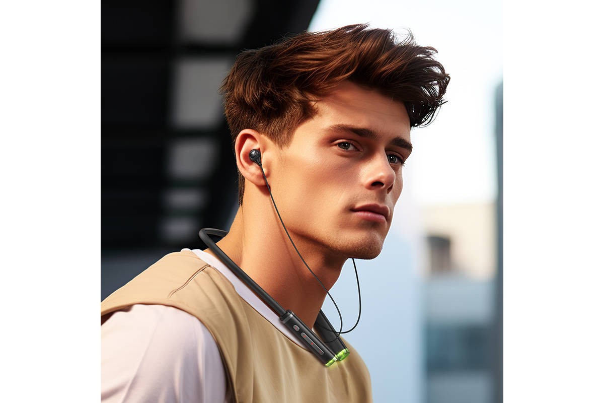 Наушники вакуумные беспроводные HOCO ES72 Benevolent с шейным ободом (черные)