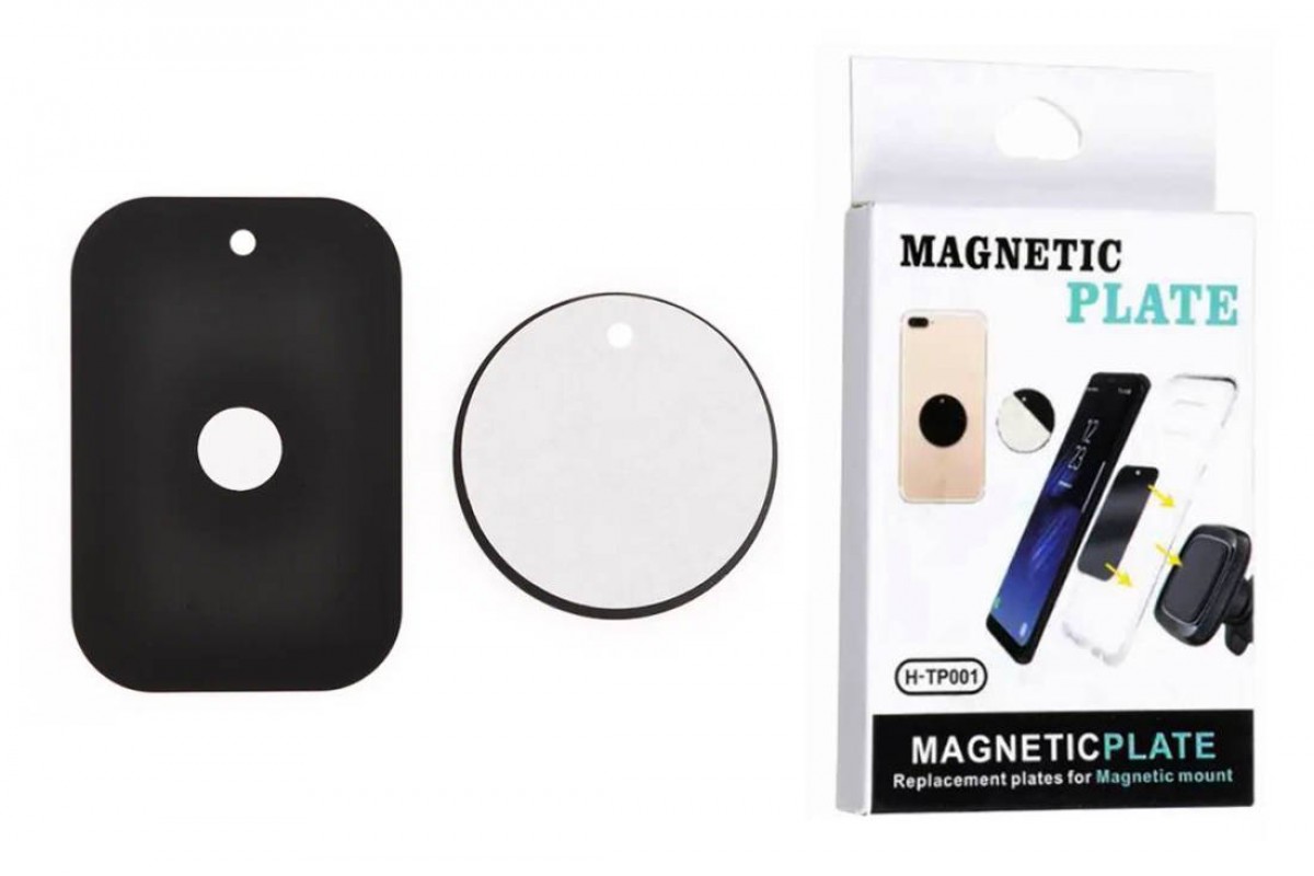 Металлические пластинки для магнитных держателей круглая 40 мм и прямоугольная 60 на 40 мм в упаковке