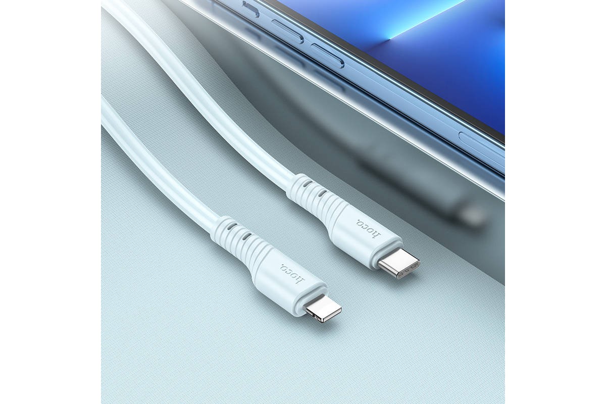 Кабель USB Type-C - Lightning HOCO X97 PD20W (светло-голубой) 1м (силиконовый)