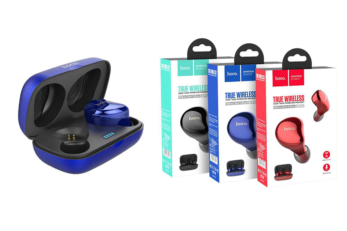 Bluetooth-гарнитура ES25 Easy talk wireless headset HOCO синяя