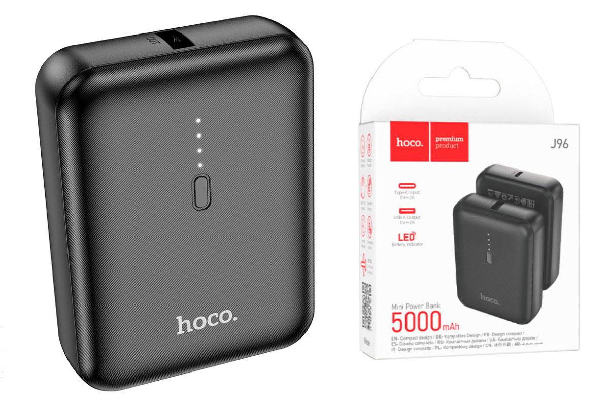 Универсальный дополнительный аккумулятор HOCO J96 power bank (5000 mAh) черный