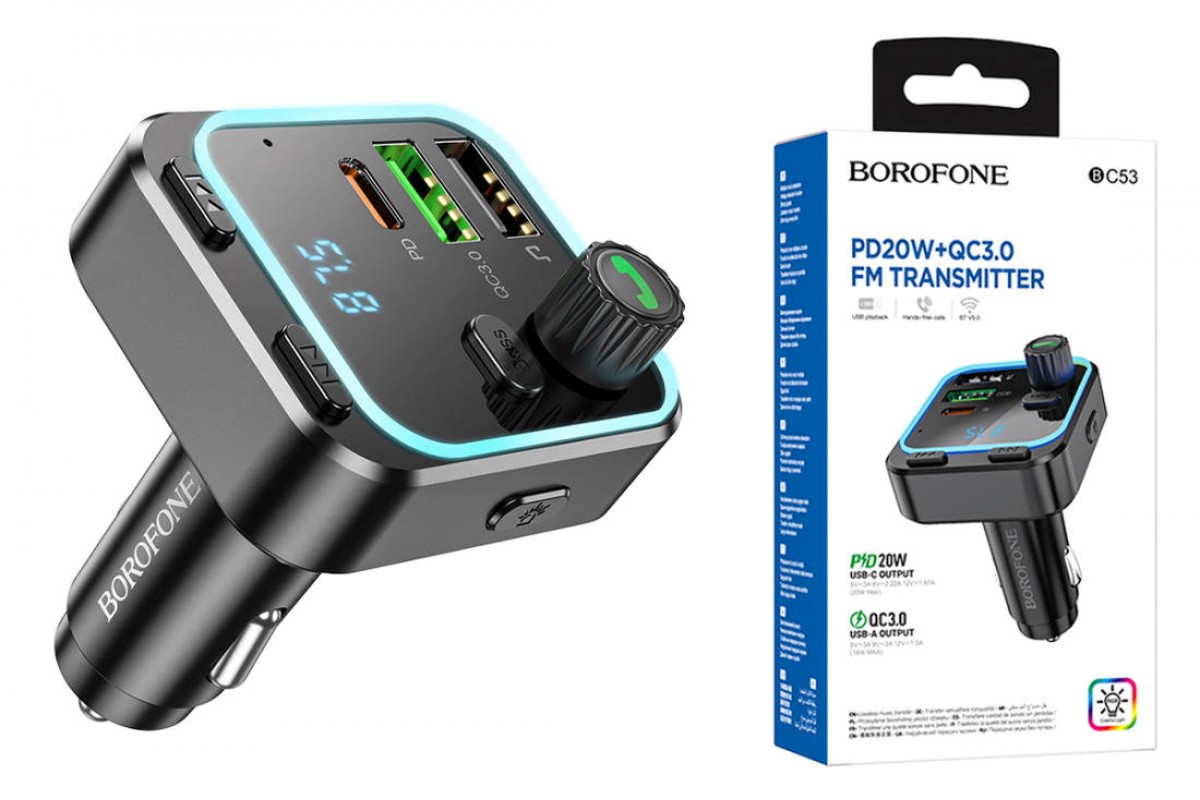 FM-Модулятор BOROFONE BC53 Higway PD20W + QC3.0 car BT FM transmitter