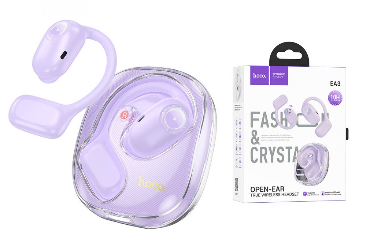Наушники вакуумные беспроводные HOCO EA3 Talent open true wireless BT headset (фиолетовый)