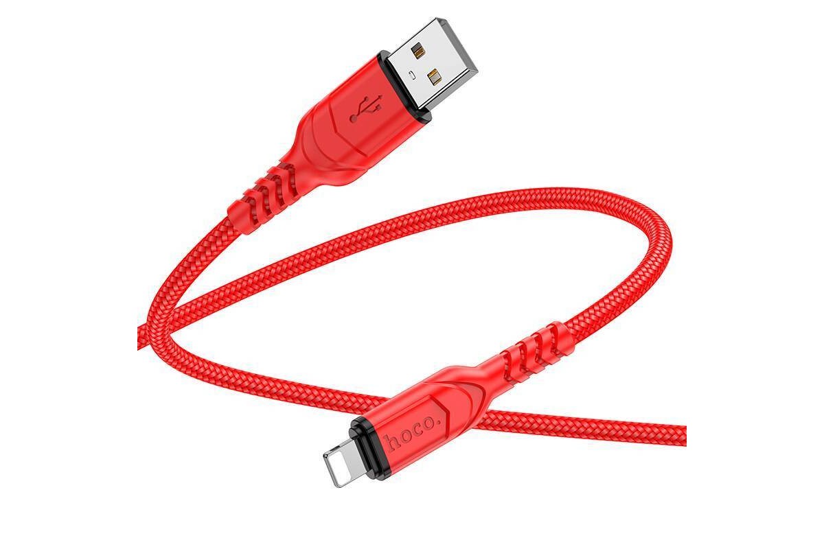 Кабель USB - Lightning HOCO X59, 2,4A (черный) 2м (в оплетке, с усиление сгиба)
