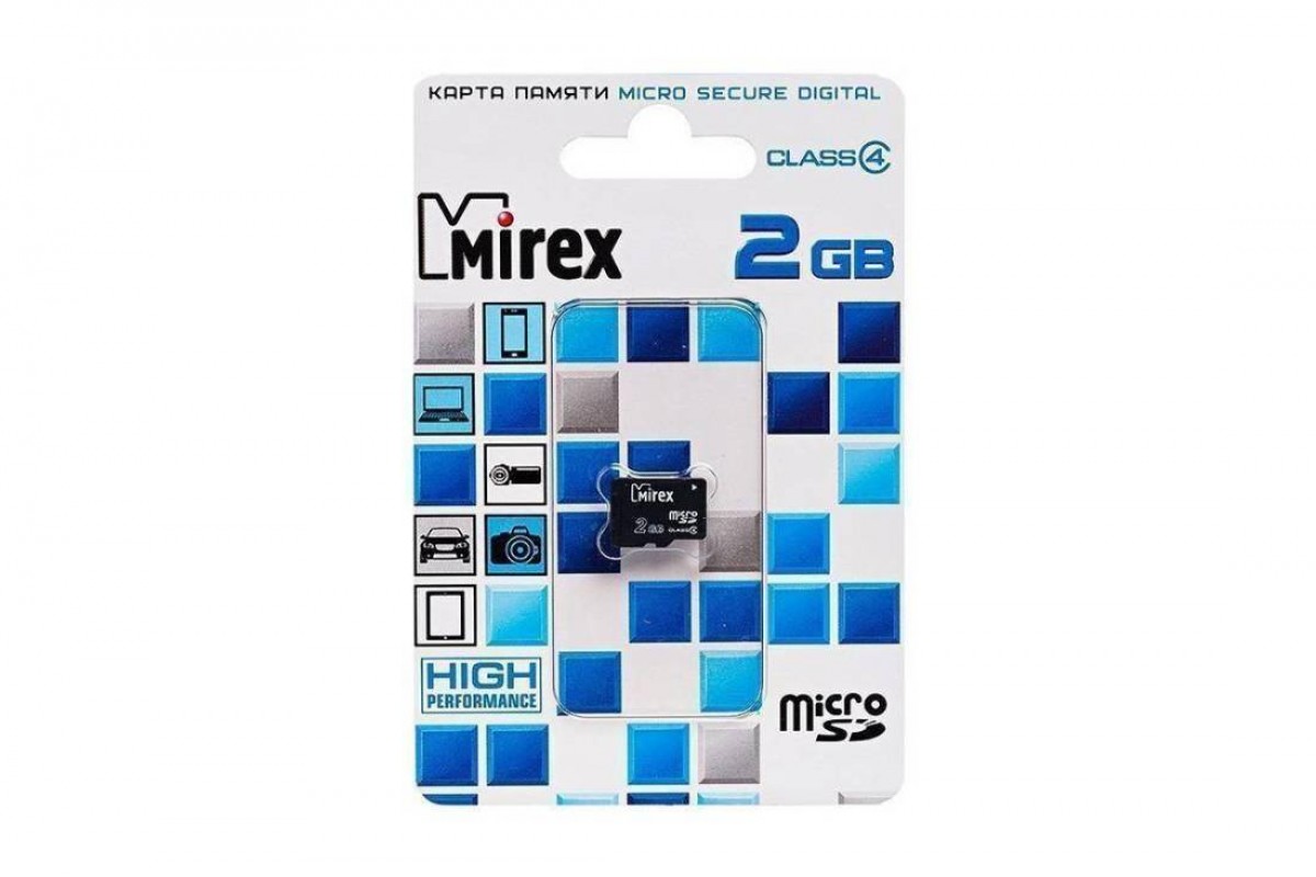 Карта памяти Mirex 2GB MicroSD без адаптера (поврежденная упаковка)