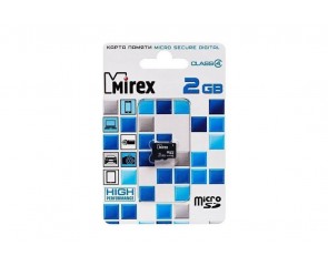 Карта памяти Mirex 2GB MicroSD без адаптера (поврежденная упаковка)