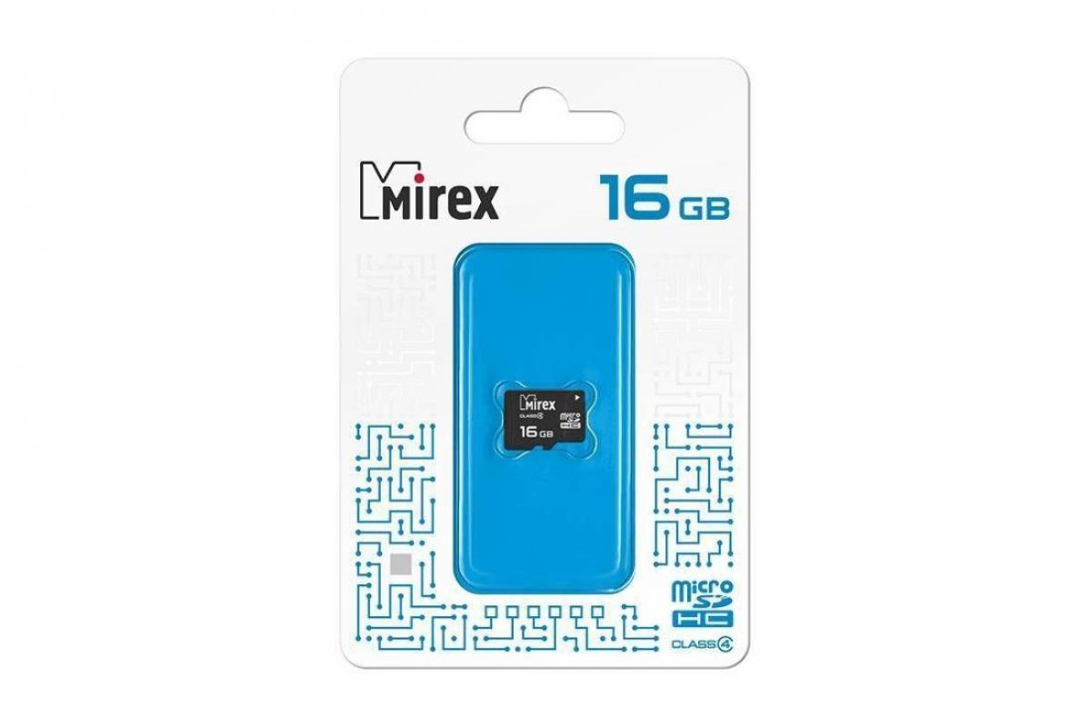 Карта памяти Mirex 16GB MicroSD (Сlass4) без адаптера (поврежденная упаковка)