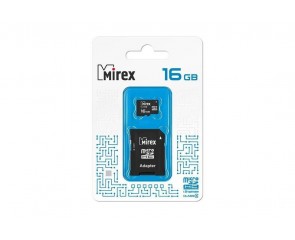 Карта памяти Mirex 16GB MicroSD (Сlass4) с адаптером (поврежденная упаковка)