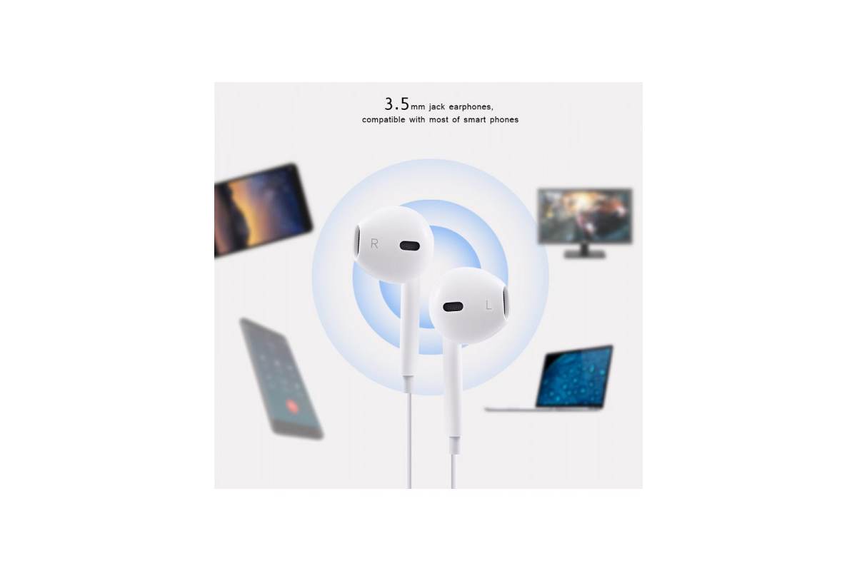 Гарнитура HOCO M1 (наушники с микрофоном) iPhone 5/5S/5SE/5C цвет белый (под оригинал)