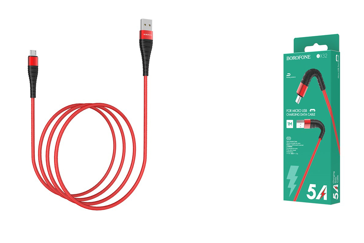 Кабель USB micro USB BOROFONE BX32 Munificent charging data cable for Micro (красный) 1 метр